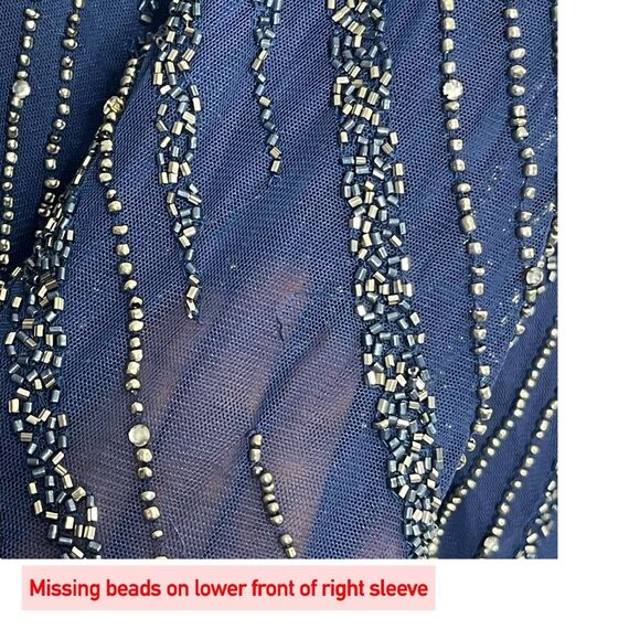 Mac Duggal 5240 Size 8 Long Sleeve Beaded Column Formal Evening Gown, Midnight - Picture 10 of 11